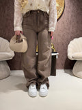 Jeans Wide Leg Marrone High Waist