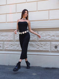 Abito a fascia costine Push Up nero