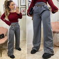 Pantalone basic grigio banda bianca
