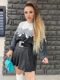 Maglione grigio con maxi paillettes