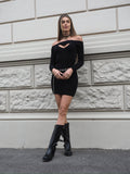 Abito in maglia nero scollo a barca