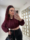 Felpa cropped con cappuccio