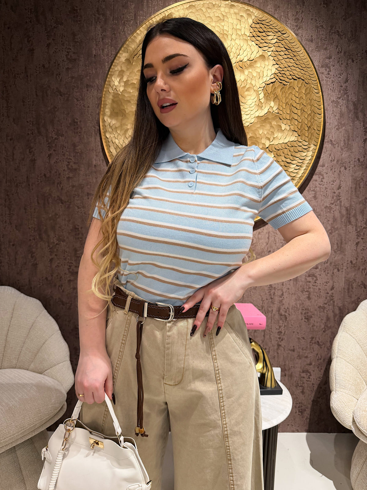Polo in Maglia a Righe con colletto vari colori