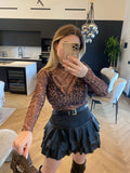 Blusa in velo animalier