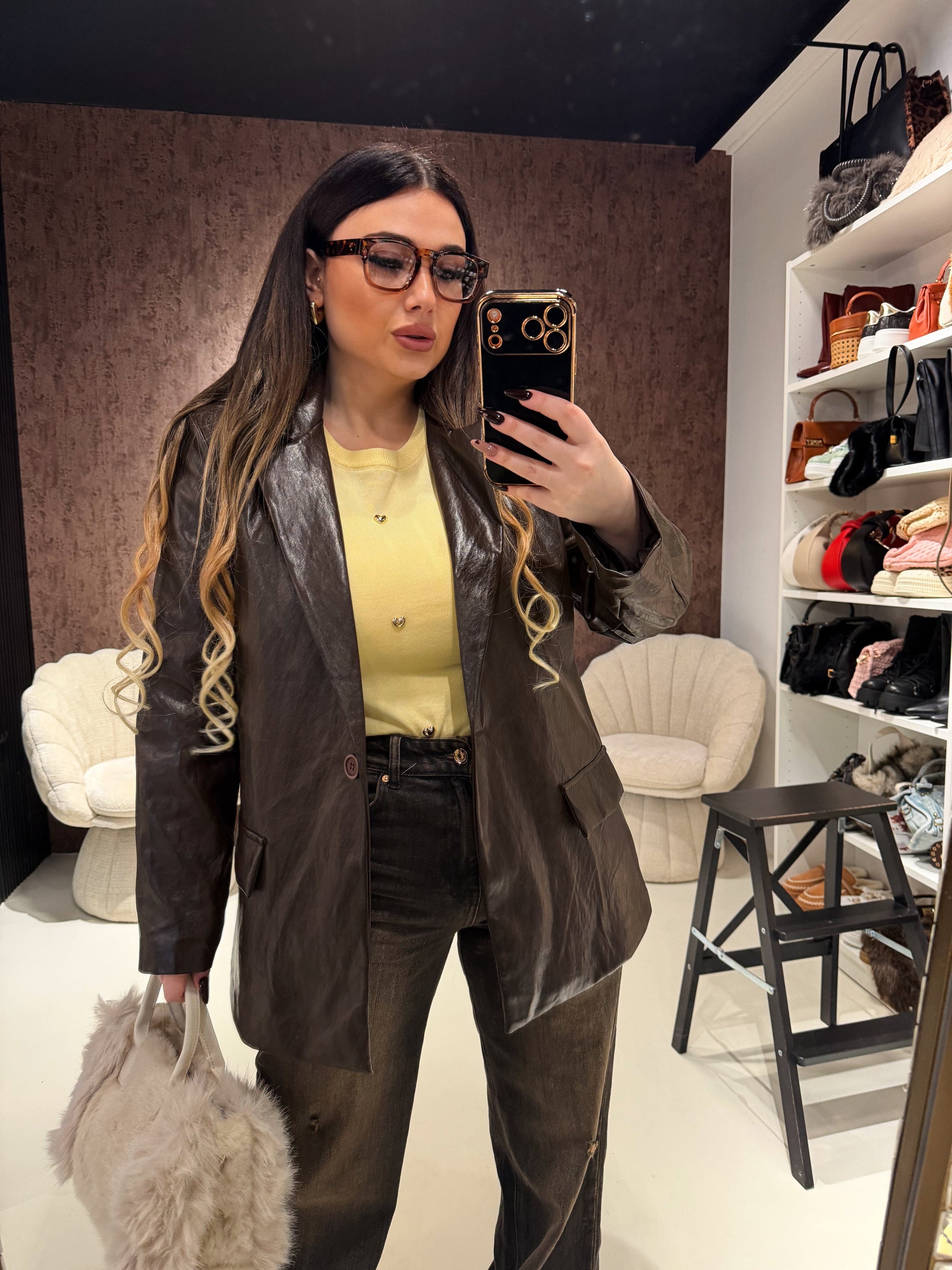 Blazer over eco-pelle