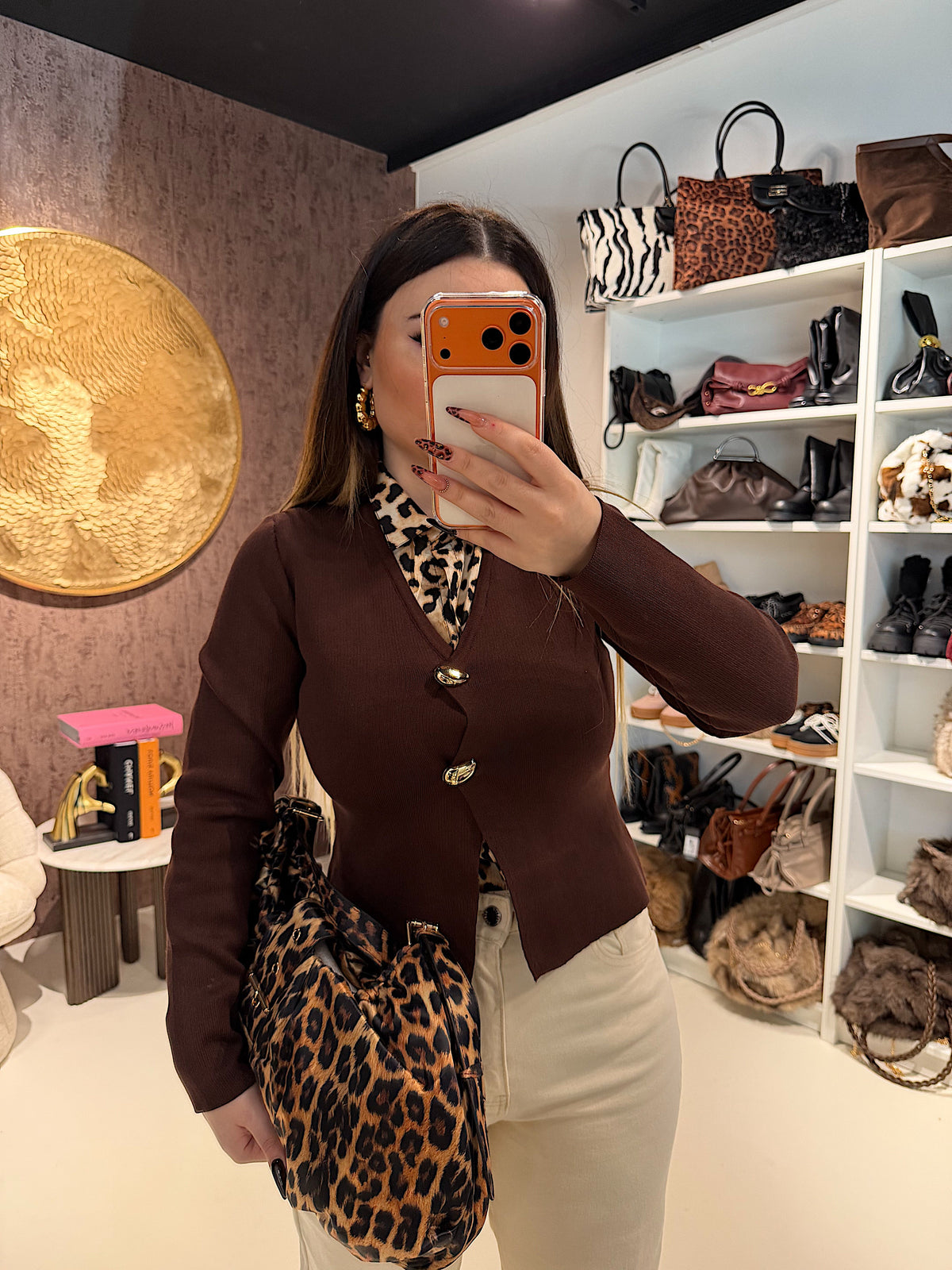 Cardigan con gocce oro