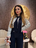 Maglia Parisienne a righe con spalla sciarpa