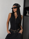 Top smanicato con zip