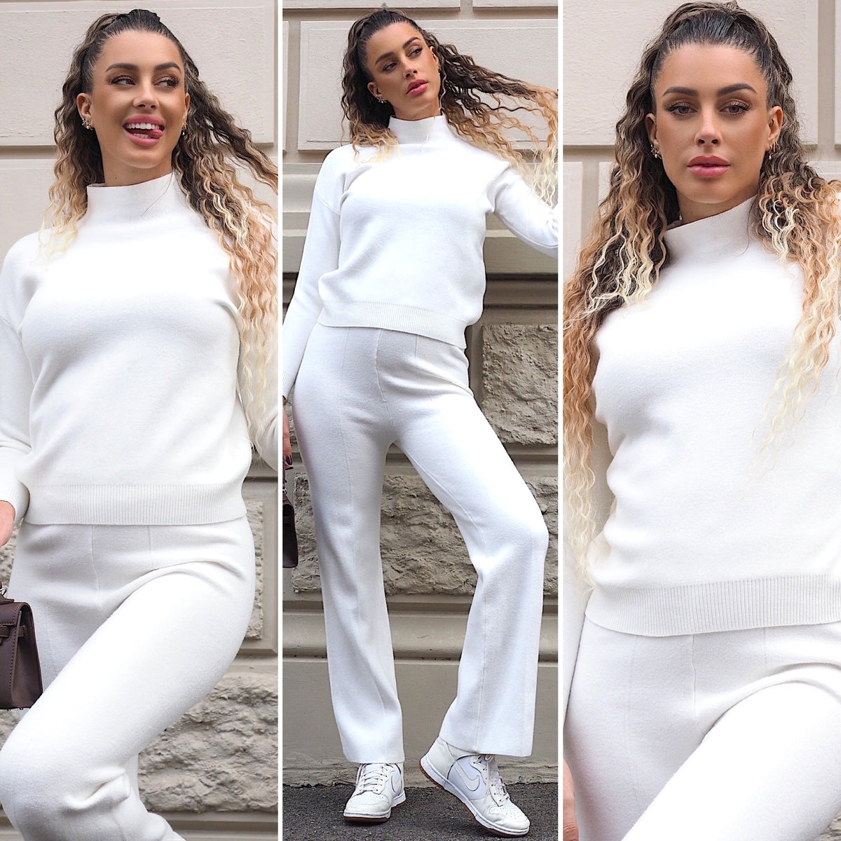 Completo basic maglia e pantalone bianco