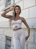 Completo top e pantalone con strass burro