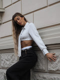 Pantalone nero con dettaglio bianco