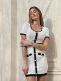 Abito in maglia bianco manica corta