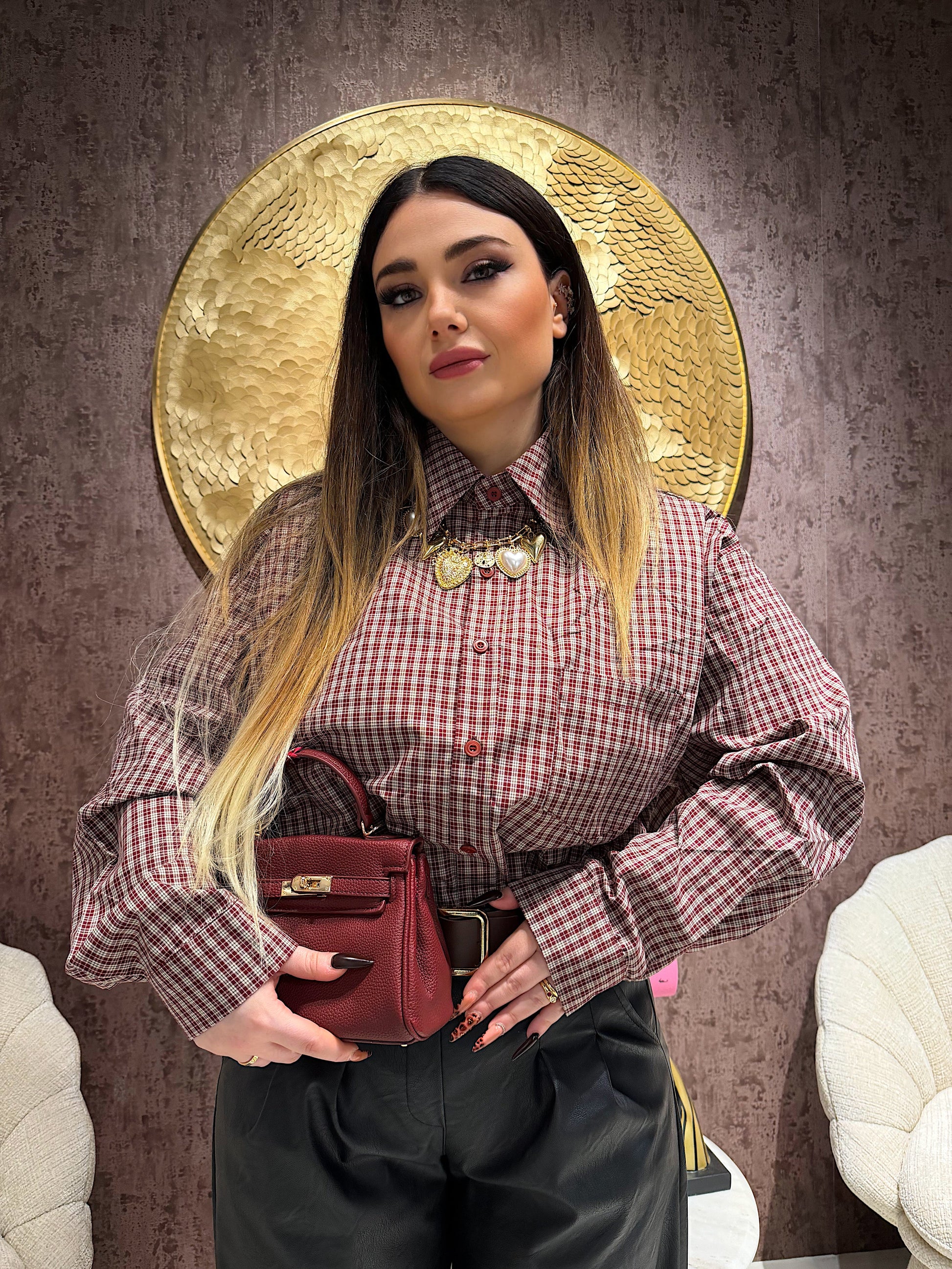 Camicia over a quadri spalle bombate
