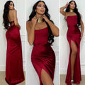 Abito a sirena con push up e incrocio Bordeaux