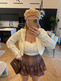 Set cardigan più top panna