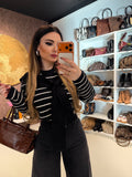 Maglia Parisienne a righe con spalla sciarpa