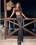 Completo top e gonna in pizzo nero