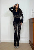 Due pezzi body e pantaloni in pizzo