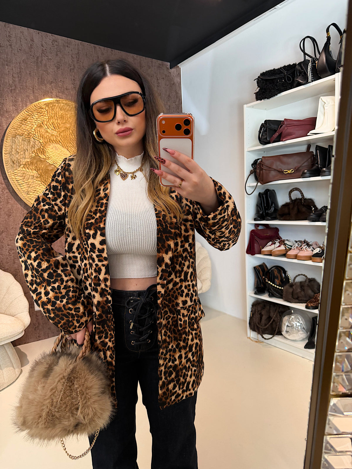 Giacca  animalier con fodera interna