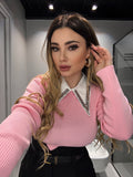 Maglioncino rosa con strass