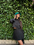 Completo camicia e gonna gessato nero
