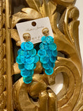 Orecchini conchiglia grappolo turchese