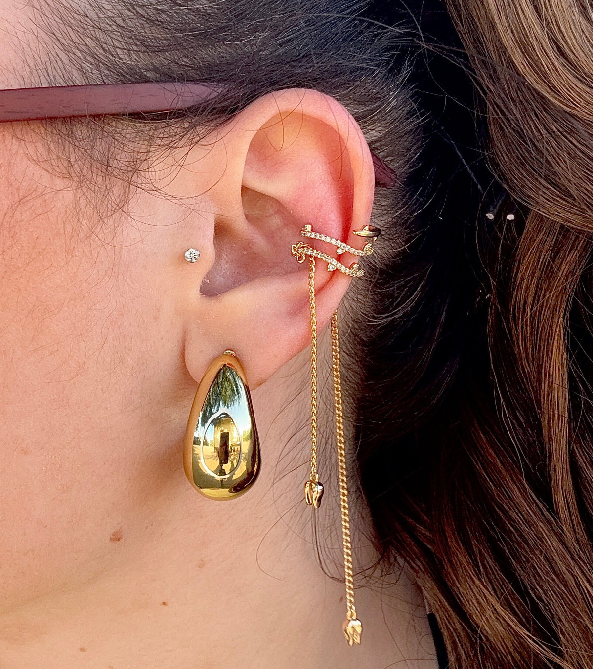 Ear cuff con pendenti oro