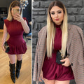 Abito aderente con gonna a palloncino burgundy