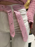 Jeans Wide Leg White con Cintura Dog Pink
