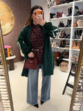 Camicia a quadri bordeaux con strass