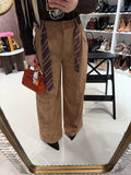 Pantalone in camoscio con cintura in vita
