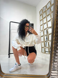 Felpa cropped con cappuccio