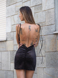 Abito corto glitter nero push up