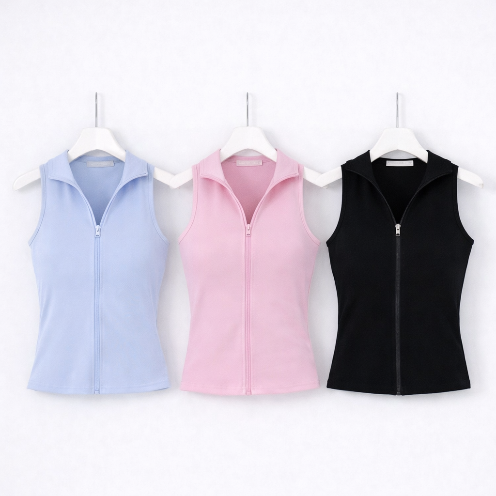 Top smanicato con zip
