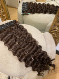 7 fasce onde morbide con clip castano scuro