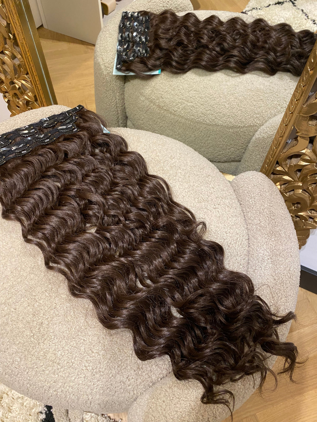 7 fasce onde morbide con clip castano scuro