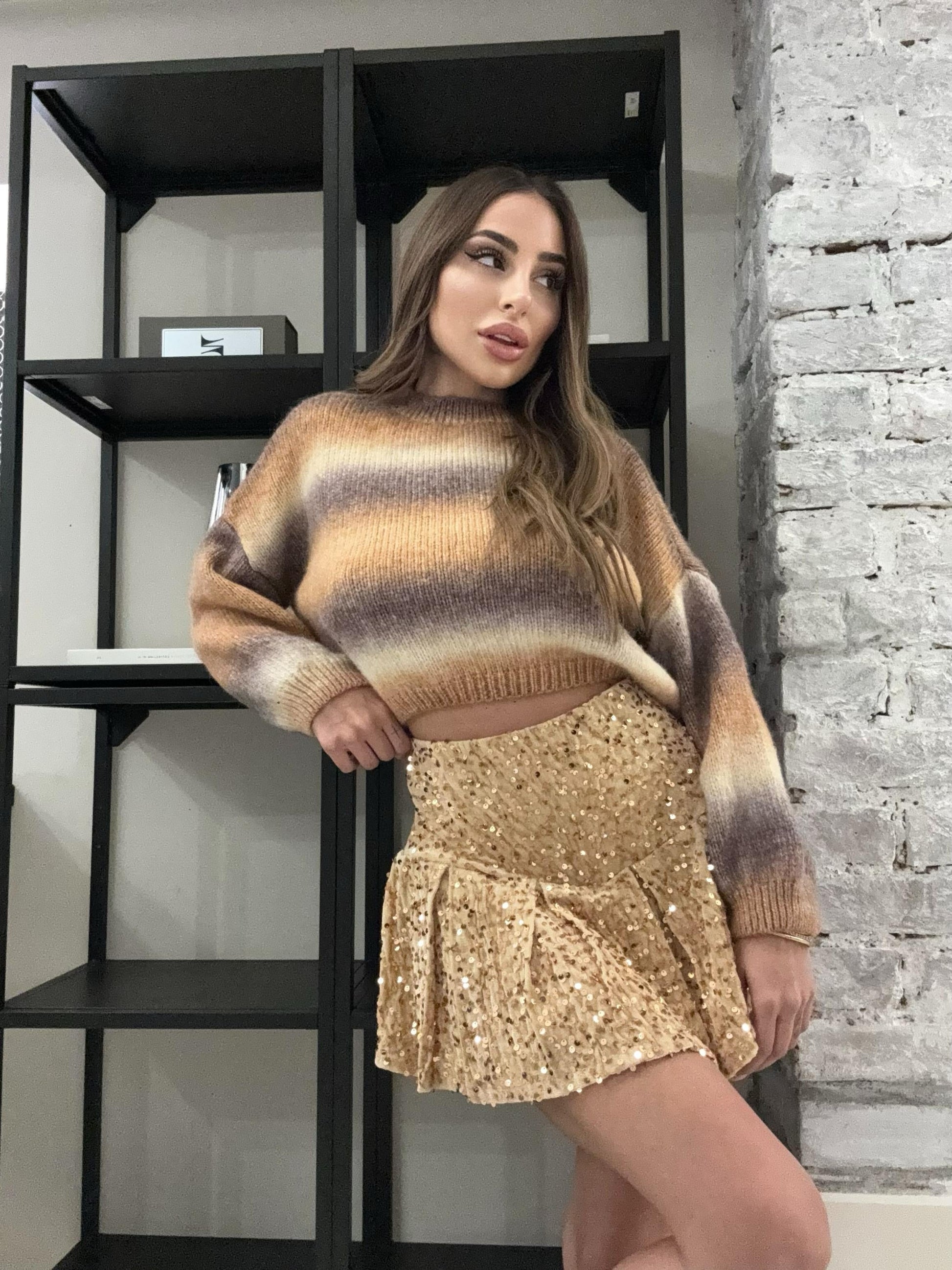 Gonna con paillettes oro
