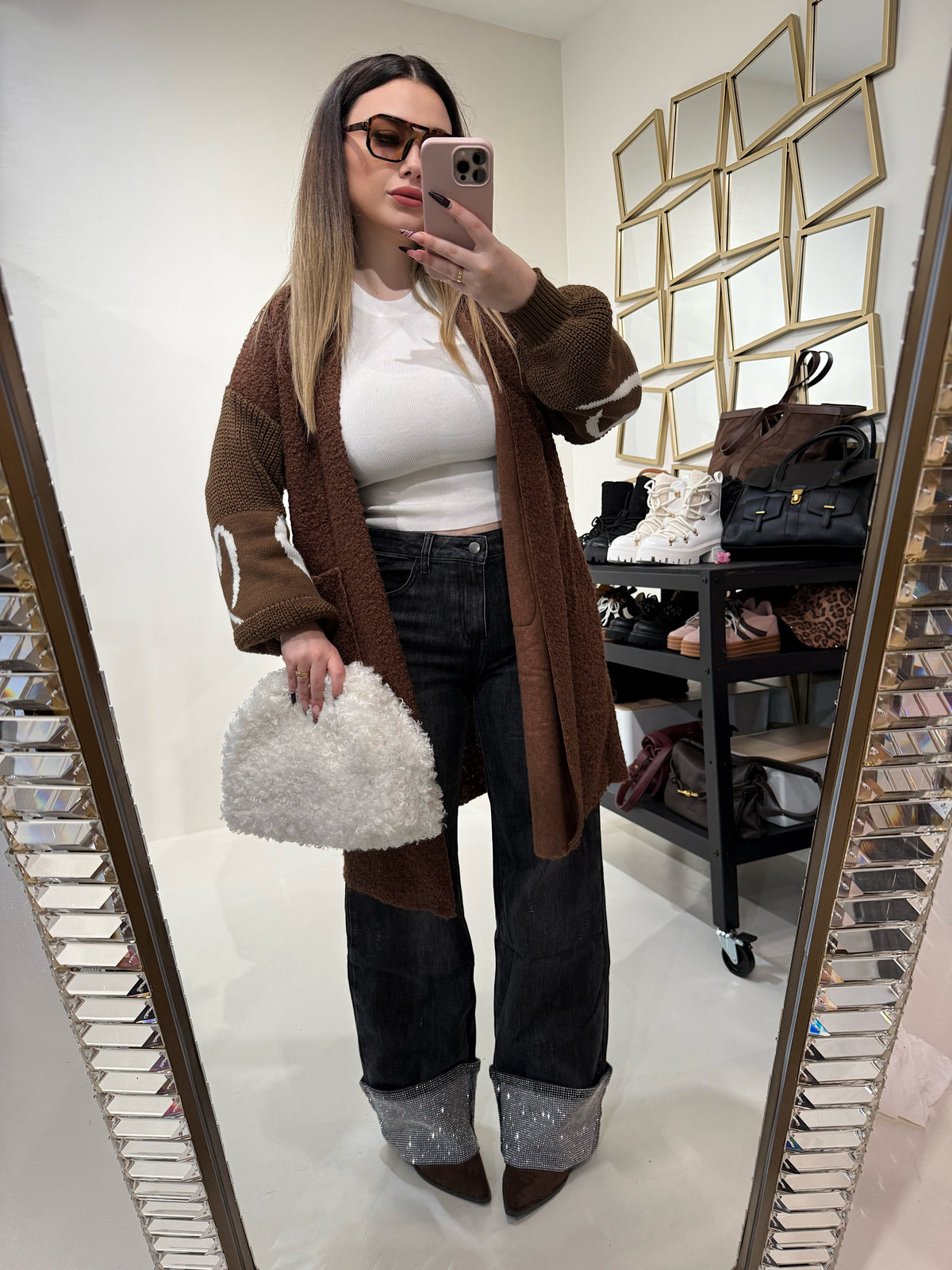 Cardigan lungo con polsino