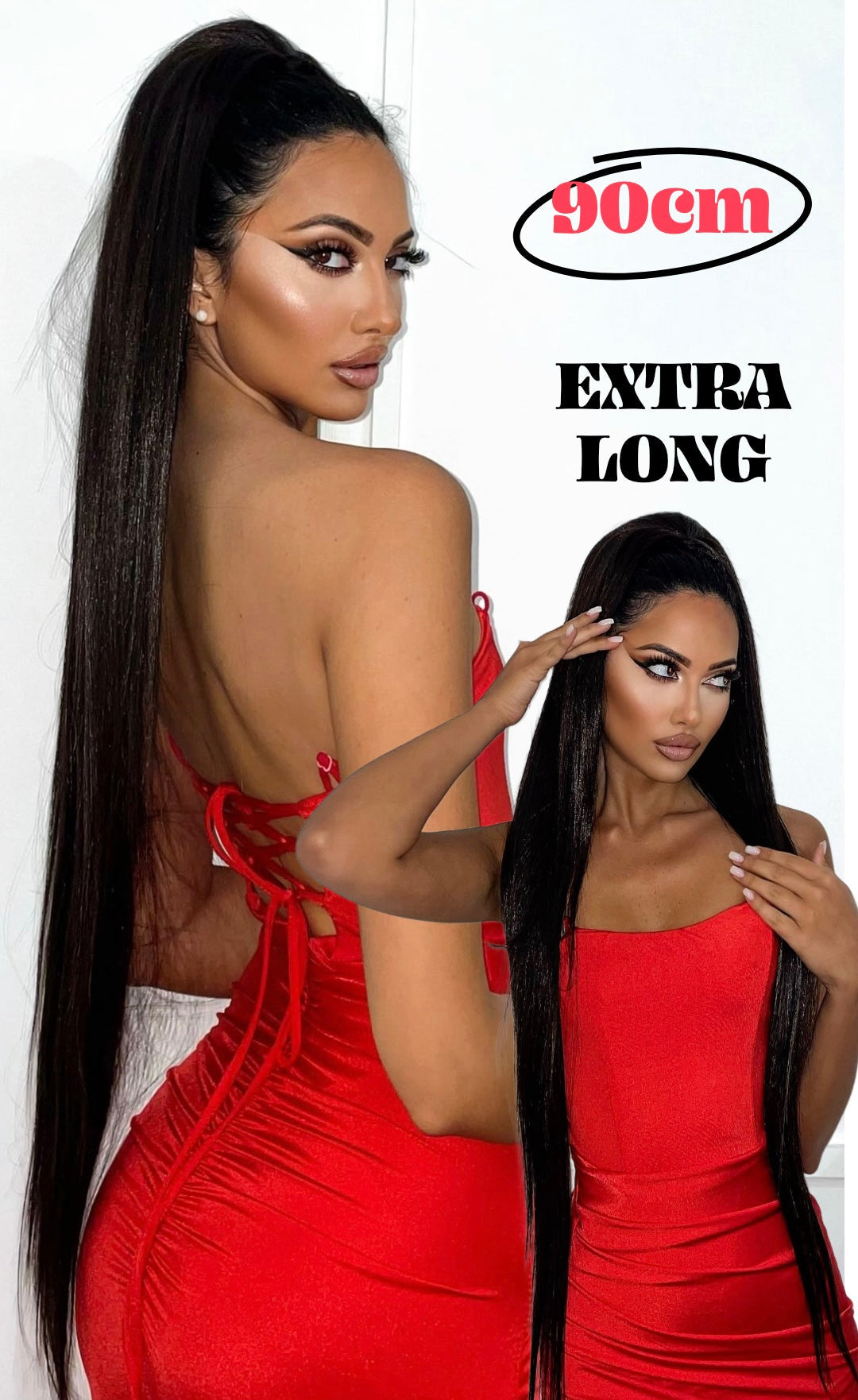 Coda extra long 90cm liscia con Coulisse vari colori