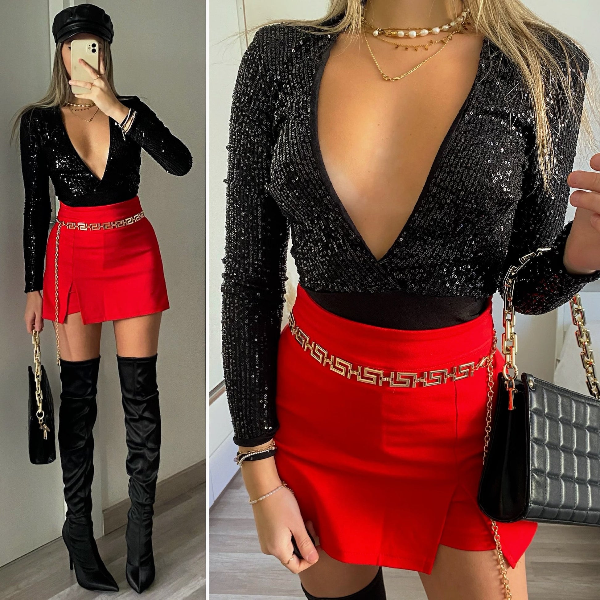 Body nero con paillettes