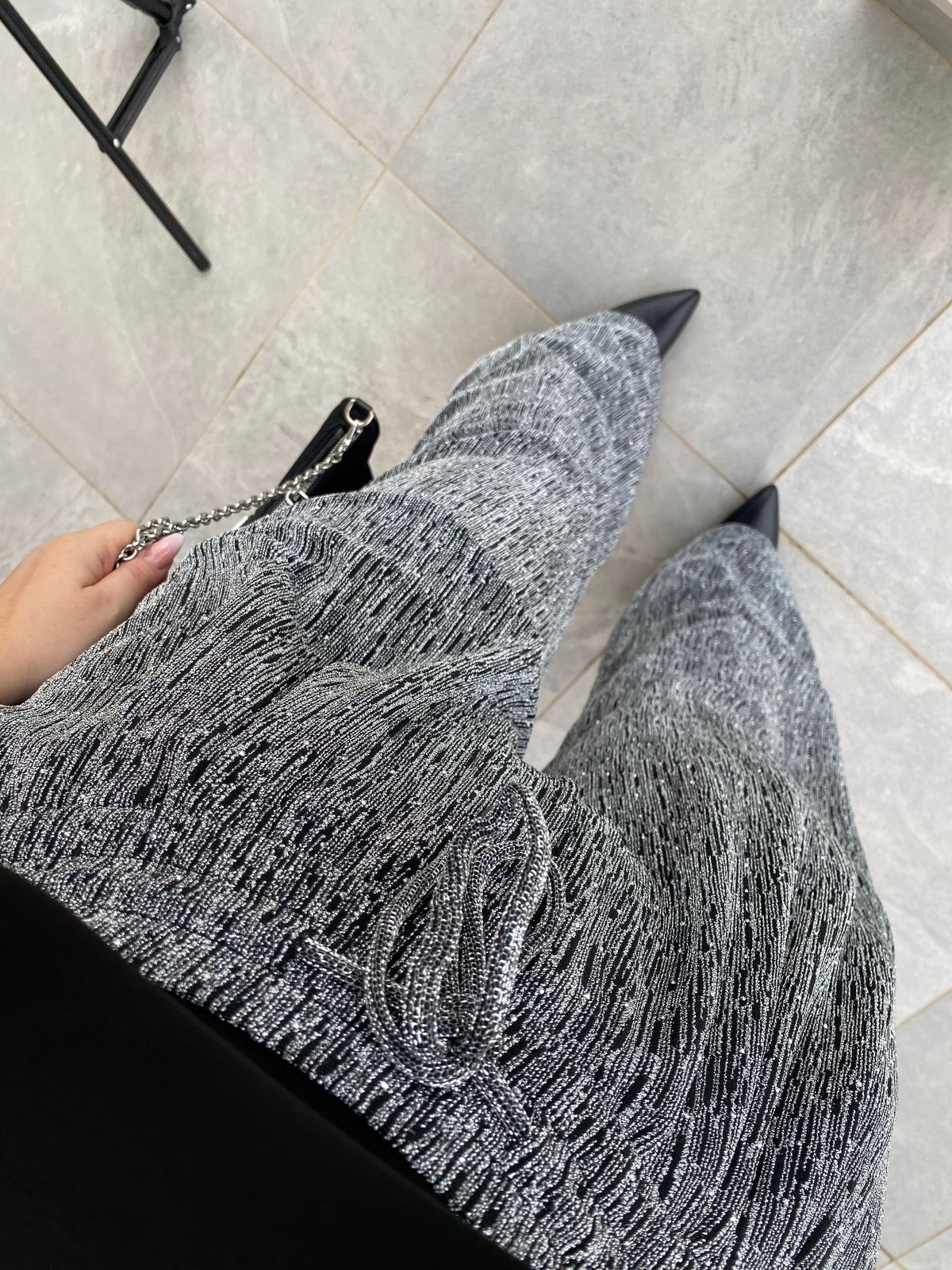 Pantalone glitter silver