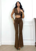 Completo top e pantalone caffè