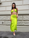 Completo top e gonna con cerchi lime