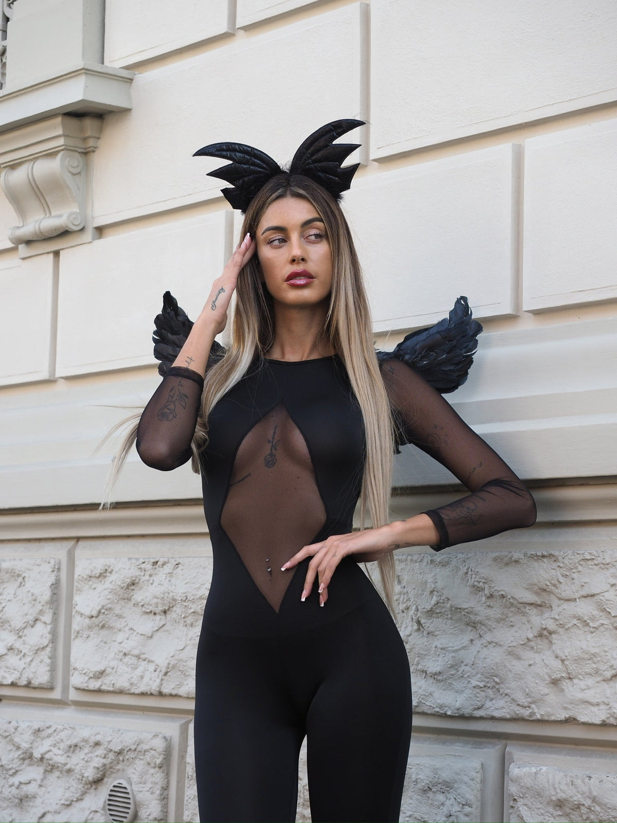 Tuta aderente con trasparenza (Dark Angel)