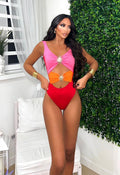 Bikini due pezzi con sole arancio