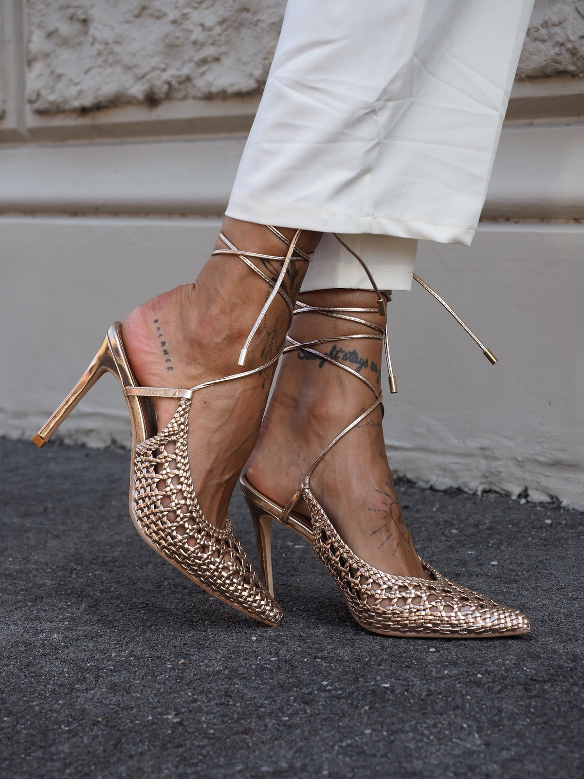 Tacchi alla schiava traforati rose gold