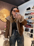 Giaccone Camel con imbottitura in pelo reversibile
