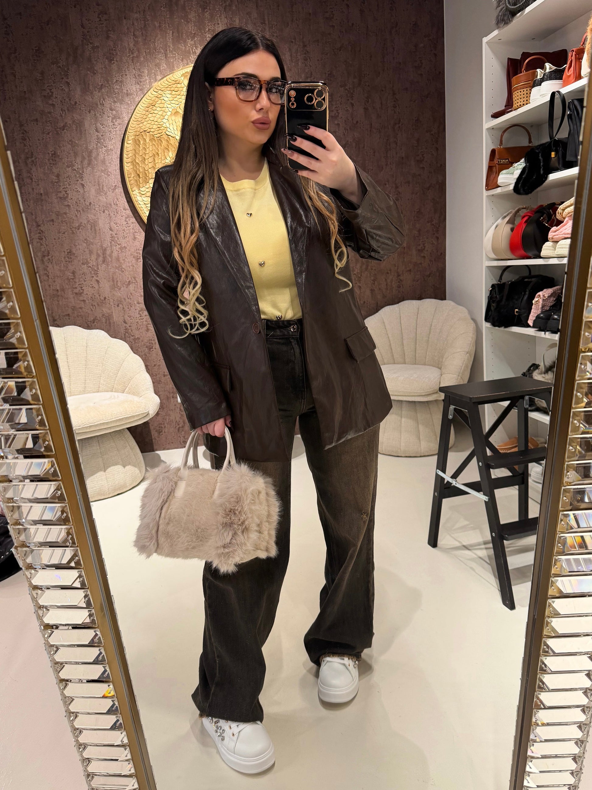 Blazer over eco-pelle