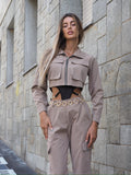 Completo giacca e pantalone cargo Camel
