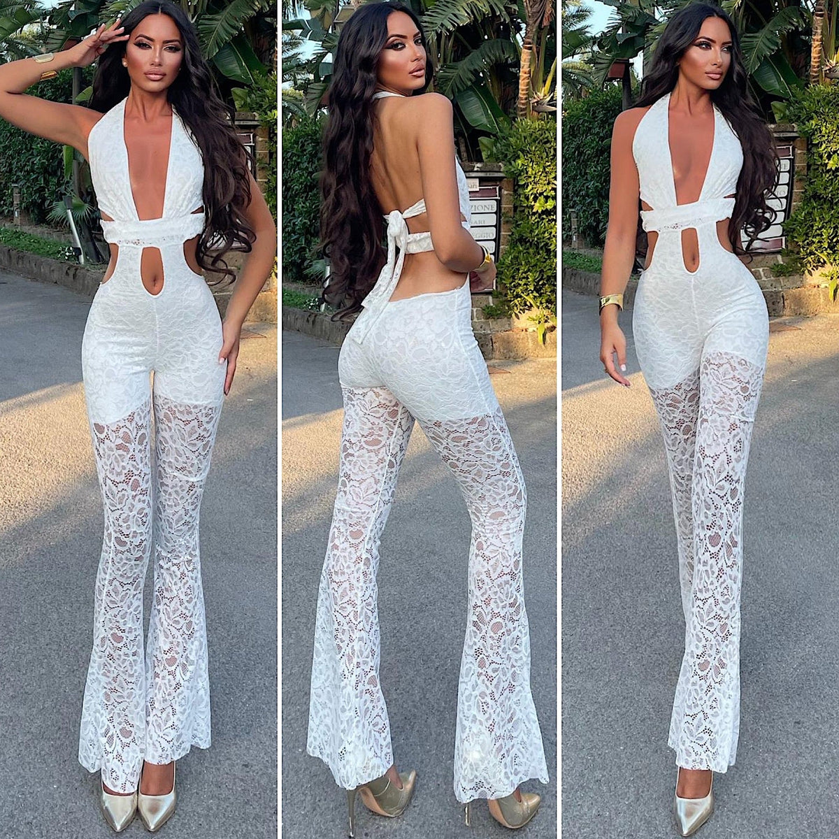 Tuta in pizzo bianca